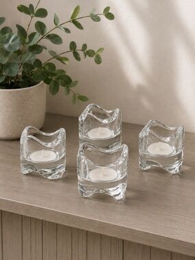 Vintage IKEA VASNAS Glass Tealight‎ Holders Set of 4 Stackable Scandinavian